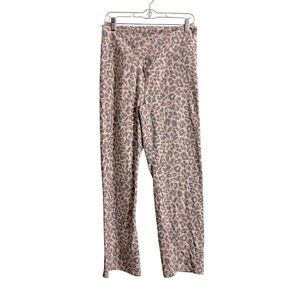 PINK Pink Leopard Print Cotton High Waist Ankle V Crossover Flare Size XL